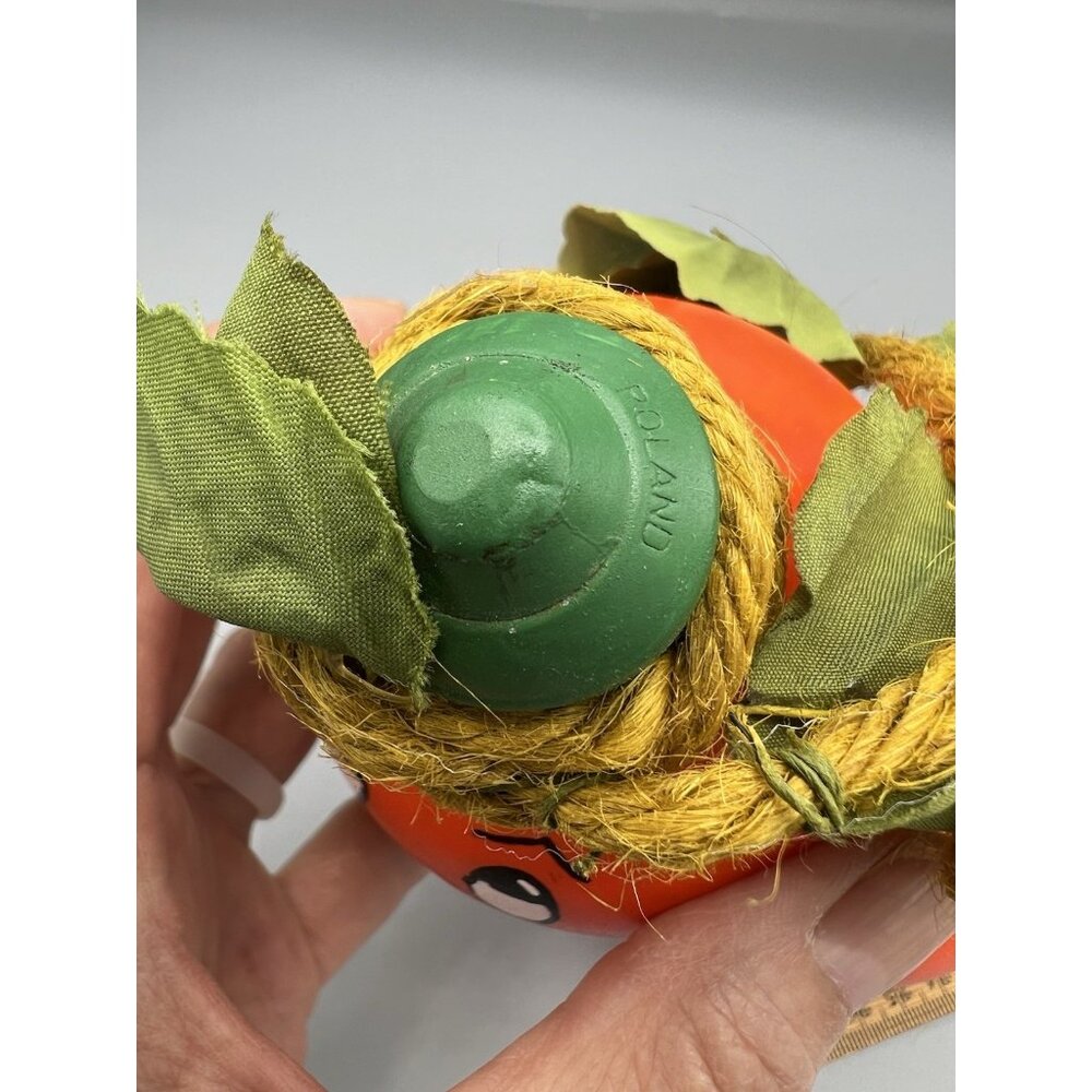 VTG Polish Halloween Pumpkin Glass Electric Light Bulbs Ornament Poland Raffia - Picture 6 of 13
